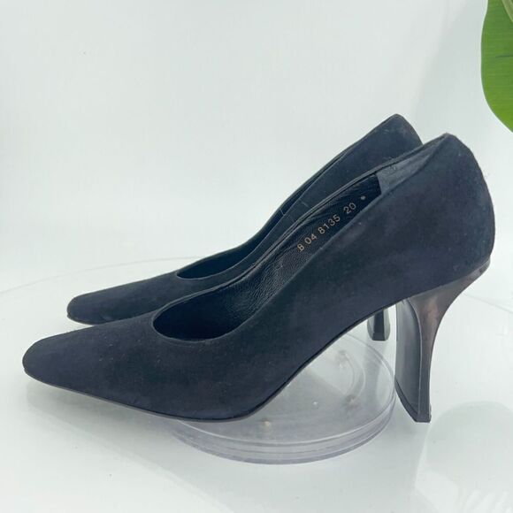 Robert Clergerie France Women's Pump Size 7 Square Toe Heel Black Suede Shoe - Picture 6 of 16